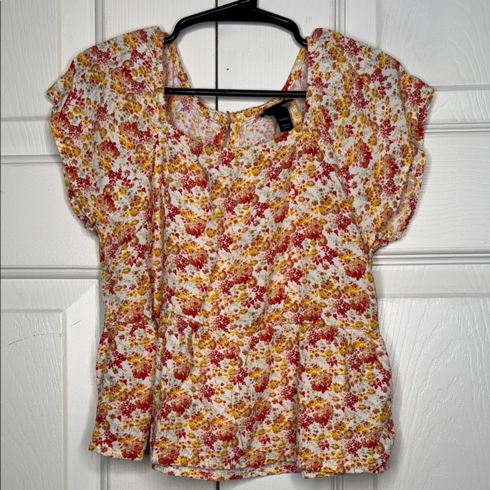 Art Class Floral Blouse - Red and Yellow